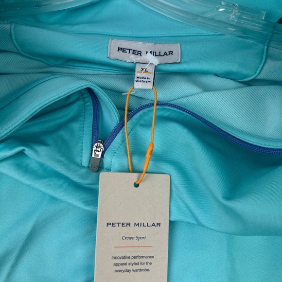 Peter Millar Crown Sport Womens Golf Pullover Top XL Green Blue 1/4 Zip  New - Picture 2 of 6